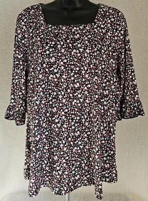 Poetsky Womens Shirt Top Blouse Size M Medium 3/4 Sleeve Square Neck - Image 1 of 4
