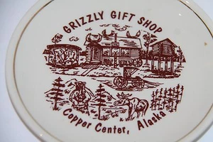 Grizzly Gift Shop Copper Center Alaska GIFT SHOP 6" Plate vintage - Picture 1 of 4
