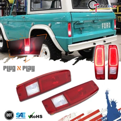 FOR 1967-72 FORD F100/250/350 E100/200/300 & 1967-77 BRONCO TAIL LIGHTS Pair RED - Image 1 of 4