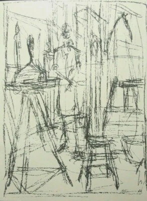 Litografía original GIACOMETTI 15 x 11" 1951 Derrière Le Miroir DLM 03903 Foto 1 de 2