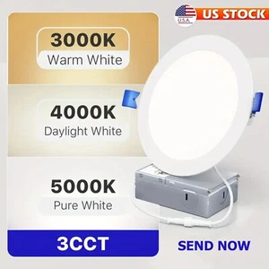 6-12pcs 6 Inch Slim LED Recessed Ceiling Lighting Lamp 3CCT Color Dimmable Light - Picture 1 of 23