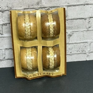Wood Napkin Rings Quilt Craft Set of 4 Boho Modern Chic New in Package - Picture 1 of 9