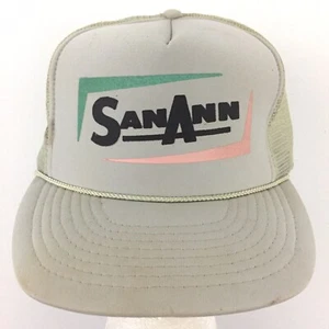 Vtg 80s San Antonio Cap Spell Out Logo Mesh Foam Snap Back Trucker Baseball Hat - Picture 1 of 12