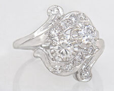 14K White Gold .60ct Genuine Diamond Cluster Engagement Ring Size 5