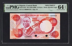 Nigeria 10 Naira ND(1984-2000) P25as Specimen Uncirculated Grade 64 - Picture 1 of 2