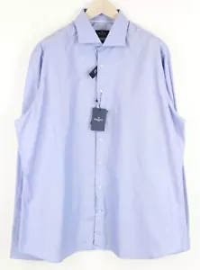 Hackett 44/17 1/2 Hombre Camisa Delgado Azul Puro Algodón Manga Larga Corte - Imagen 1 de 9