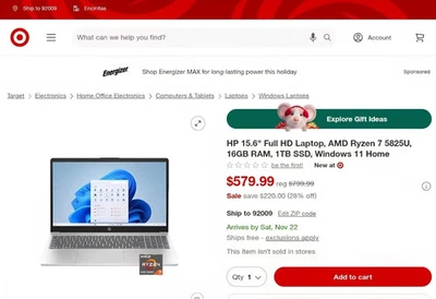 HP 💻 15.6" FHD 🔥4.5 GHz Ryzen 7 🎮 16GB RAM ⚡️1TB SSD 🌍 Wi-Fi 6 🪟 Windows 11 - Image 1 of 4