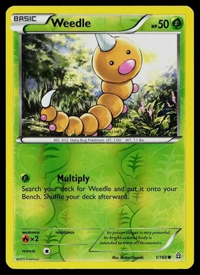 Pokemon Card Weedle 1/160 XY - Primal Clash Reverse Holo - Image 1 of 2