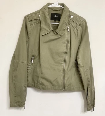 Jaqueta verde cáqui feminina 7 For All Mankind tamanho G 100% algodão  - Imagem 1 de 4