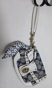 Coach Legacy Denim Firmato Pelle Bianca Kisslock Interno 40313 Nuovo con etichette - Foto 1 di 13