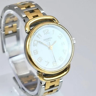Reloj de cuarzo vintage HERMES Pullman esfera blanca para mujer 24 mm de JAPÓN Foto 1 de 4