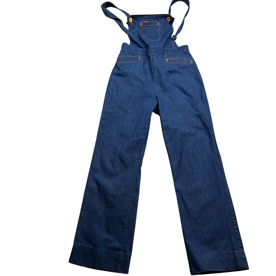 Mono Landlubber Mujer Azul Denim Campana Parte Inferior Vintage Años 70 Mono Foto 1 de 4
