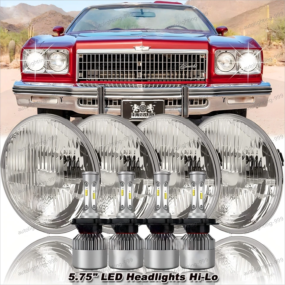 Faros LED redondos altos/bajos de 5 3/4" 5,75" pulgadas 4 piezas para Chevrolet Caprice 1966-1976 Foto 1 de 4