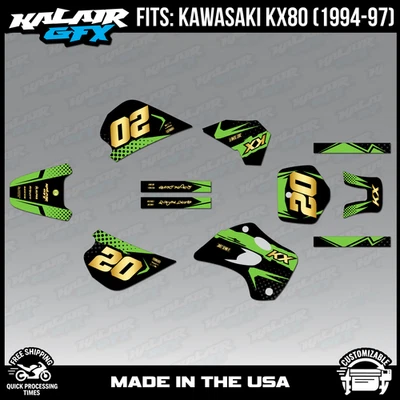 Kit de gráficos para lança KAWASAKI KX80 KX 80 (1994-1997) - DOURADO - Imagem 1 de 4
