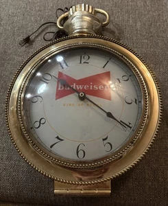 Vintage Budweiser Electric Pocket Watch Clock / Light 12" Face Tested Working ! - Picture 1 of 7