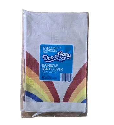 Vintage Rainbow Paper Tablecloth Dec A Party Retro Pride 1980s 52x96 - Изображение 1 из 2