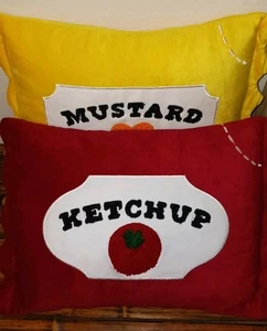 Ketchup & Mustard Condiment Package Pillows 10 x 14 - Picture 1 of 10