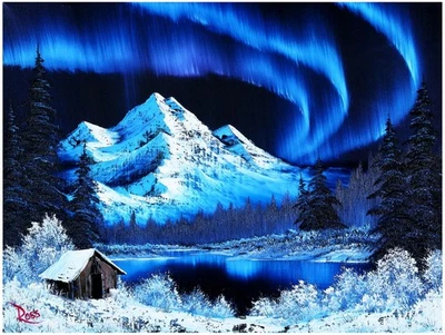 Bob Ross Northern Lights Aurora Borealis Puzzle | 1000 Piece Jigsaw Puzzle - Image 1 of 4