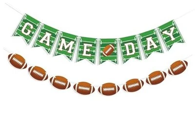  Guirnalda de decoraciones de fiesta de fútbol americano pancarta de día de juego foto de baby shower  Foto 1 de 4