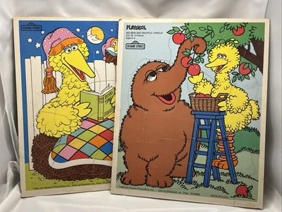 Juego de 2 rompecabezas Playskool Sesame Street Frame Big Bird Snuffleupagus para dormir Foto 1 de 4