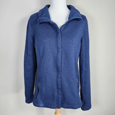 Lands End Knit Jacket Womens Medium Full Zip Sweater Long Sleeve Fleece ** READ - Image 1 of 4