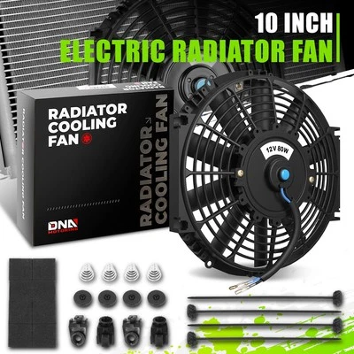 Ventilador de refrigeración eléctrico delgado de 10" alto rendimiento 12V con kit de montaje negro Foto 1 de 4