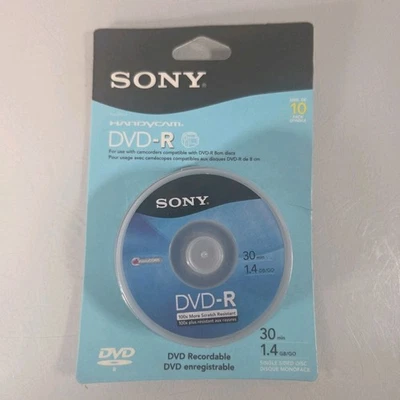 *NEW/SEALED* Sony Handycam Mini DVD-R 10-Pack 1.4GB 30-Min. Recordable Discs - Image 1 of 4