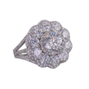 925 SS Flower Design Cubic Zirconia Ring Size 10 NWT  - Picture 1 of 5