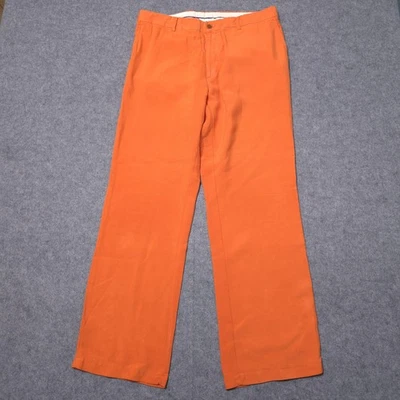 Ralph Lauren Purple Label Pants Mens Orange 100% Silk Dress Trousers Made Italy - Image 1 of 4