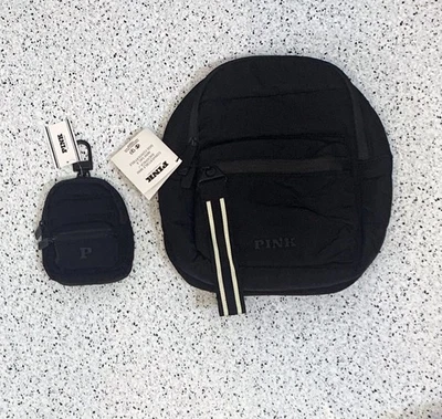 Victoria's Secret PINK Mini CONVERTIBLE Backpack Purse & Keychain Charm Bag NWT - Image 1 of 4