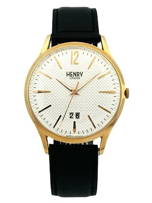 Relógio masculino Henry London HL41.JS.0038 textura Richmond ouro rosa mostrador branco - Imagem 1 de 4
