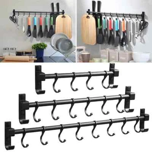 6 Ganchos Riel de Cocina Estante Montado en la Pared Utensilios Colgante Estante 40CM - Imagen 1 de 5