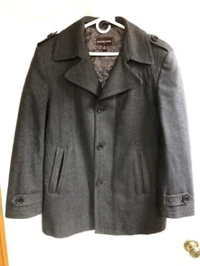 Michael Kors Women's Medium Gray Wool Blend Lined Thigh Length Coat Button Front - Picture 1 of 11