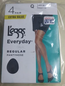 L'eggs Everyday Sheer Toe Regular Pantyhose 4 Pair OFF BLACK SIZE Q - Picture 1 of 1