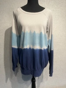 Kori SZ M Women’s Blue/Gray Tie Dye Ombré Sweatshirt  - Picture 1 of 5
