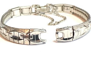 Vintage Speidel 10K White Gold Filled Ladies Watch Band Expansion C Ring 5 1/2" - Picture 1 of 4