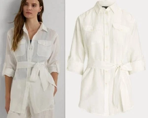 NUEVO CON ETIQUETAS RALPH LAUREN Camisa de Bolsillo Utilitaria Manga con Cinturón L/XL $125 - Imagen 1 de 14
