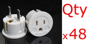 48pc American To European Plug Adapter Type E/F US USA to EU Europe Round Pin - Picture 1 of 5