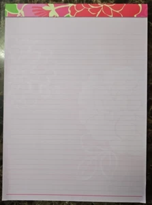 CLEMENTINE Paper Inc. Pink Flower-Embedded 8.5"x 11” 80-Page NOTEPAD (Opened) - Picture 1 of 4