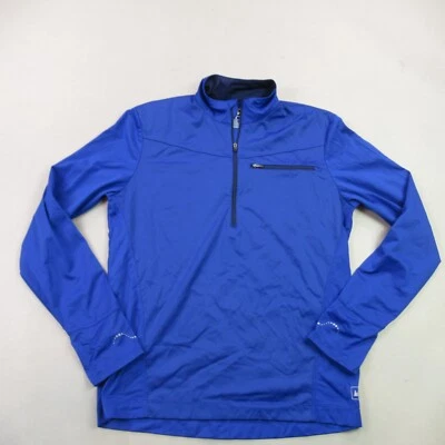 Suéter REI Mujer Mediano Manga Larga Cuello Alto 1/4 Cremallera Pullover Bolsillo Azul Foto 1 de 4