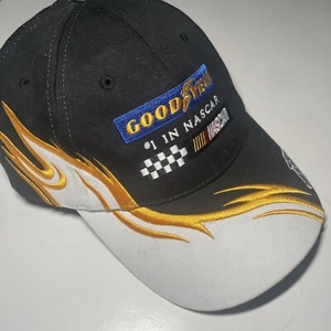 Goodyear Racing Baseball Hat #1 In Nascar Racing Flames Black White Gold - Picture 1 of 4