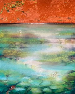 Honu POND - Impresión en lienzo giclee de pintura abstracta del océano agua puesta de sol Hawai - Imagen 1 de 1