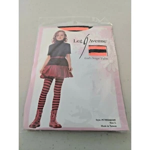 Size L Orange & Black Striped Girls Tights Leg Avenue Costumes Halloween Party - Picture 1 of 5