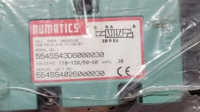 NUMATICS 554SS43D6000030 Electric-actuated pneumatic double solenoid valve NEW - Image 1 of 4