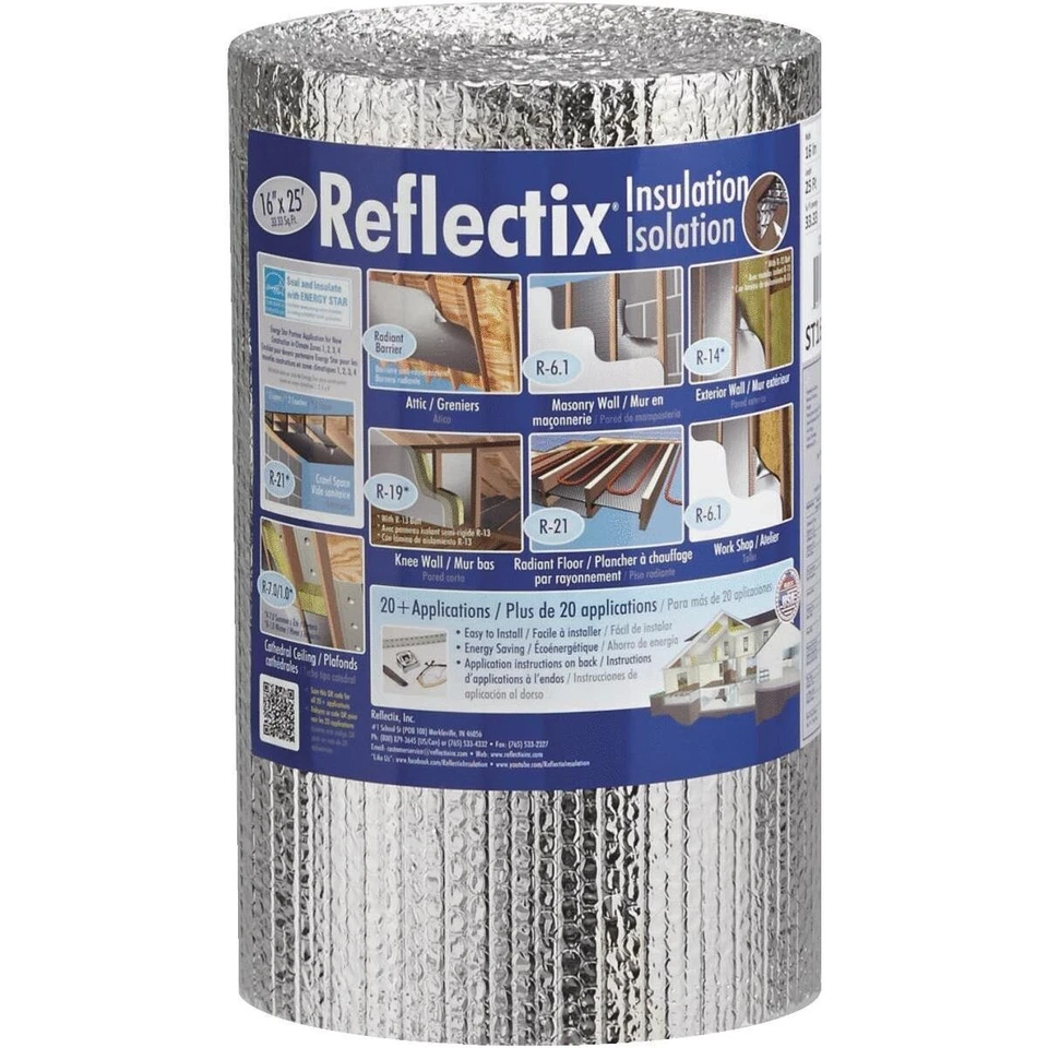 Reflectix ST16025 isolamento de aba estável reflexivo duplo 25 L pés x 16 W pol. - Imagem 1 de 1