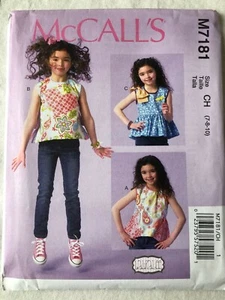 McCall's M7181 UNCUT Girls Size 7, 8, 10 Tops Pattern - Picture 1 of 3