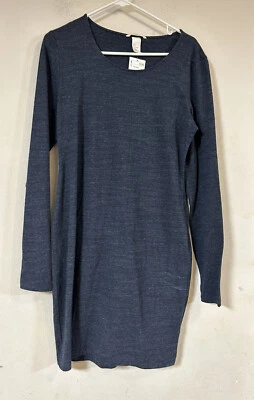 Vestido de malha H&M básico feminino tamanho grande manga longa urze marinha, novo com etiquetas - Imagem 1 de 3