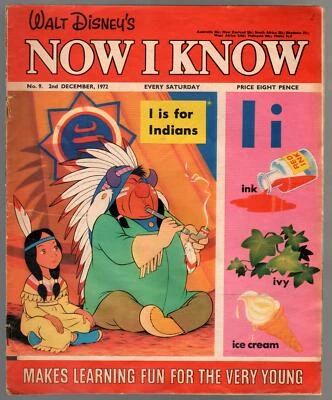 Walt Disney's Now I Know #9 1972-Reino Unido-arte estilo cómic-juegos-Indains-G Foto 1 de 2