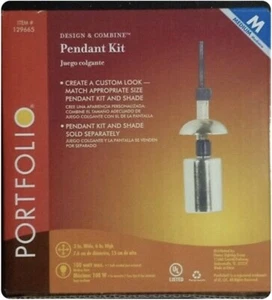 Portfolio 6 Inch Light Pendent Kit POLISHED BRASS FINISH 16' Cord MEDIUM - Picture 1 of 2