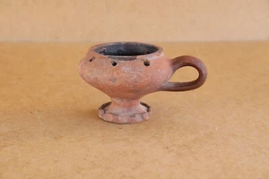 Vintage Pottery Antique Redware Clay Incense Burner Censer Christian Early 20th - Picture 1 of 9